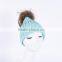 Custom raccoon fur pom pom ball & knitted beanie Hat wholesale price KZ160074