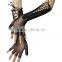 Black Lace Up Fishnet Long Gloves Fashion Women Fancy Dress Party Gloves