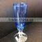 Hot sale hand made shot stem champagne combalt blue color glass flute