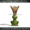 custom the likest ceramic and porcelain gold crown sitting frog holder garden decoration