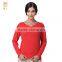 V Neck Crystal Cashmere Sweater, Ladies Red Special Collar Sweater