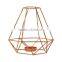 Rhombic Rose gold iron wire candle lantern,metal candle lantern