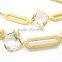 Trendy stainless steel double layer big crystal gold chunky necklace