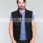 High quality black man denim vest sleeveless jacket rock and punk denim vest (LOTJ278)