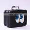 latest own design big eyes double layers fashionable women ladies cosmetic bag with metal handle