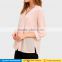 New fashion Long sleeve elegant solid chiffon blouse design 2016 for office ladies