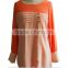 Malay style Round Collar Long Sleeve Orange Chiffon Shirt Blouse