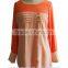 Malay style Round Collar Long Sleeve Orange Chiffon Shirt Blouse