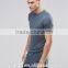 OEM super longline curved hem blue muscle t-shirt / slim fit tight tee shirts for men