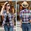 High quality fancy check slim fit shirts for beautiful ladies
