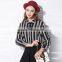 Custom Women Tops and Blouses Long Sleeve Chiffon Blouses, 2016 Fashion Striped Blouses and Tops for Women