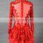 Real Sample F778 Sheer Long Sleeve Puffy Short Red One Piece Girls Party Dresses