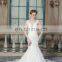 ED Sexy See Through Back V Neck Lace Appliqued Trumpet Wedding Dress Bridal Gown