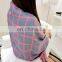 Reversible Double Sides Grid Gray Pink Faux Wool Women Fashion Tartan