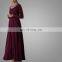 ManXun Modern Muslim Women Maroon Long Abaya Dress With Belt Islamic Kimono Clothing For Ladies