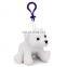 4" short and soft plush fur polar bear plush toy keychain with plastic clip