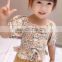 Summer girls 2 pcs set baby blouse + pants kids suits children clothes floral pletaed elastic ruched puff sleeve