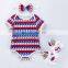 Baby Girl Summer Romper July 4th 4pcs set Romper All Star Print Bodysuit With Headband And Shoes