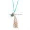 Boho Gypsy Jewelry Bohemian Beads Tassel Necklace with druzy charm