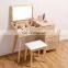 modern nordic solid oak wood dressing table with mirror and stool