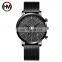 HANNAH MARTIN 1092 Simple Man Watches Black Stainless Steel Mesh Strap Custom Logo Men Watch