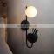 Nordic LED Wall Lamps Living Room Background Post Bedroom Bedside Modern Glass Ball Plant LED Wall Lights