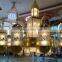 Church big project golden chandeliers for mosque
