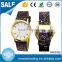 Promotional lady popular gold plating shining pu strap china made watch