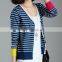 Fashion classic design pop color autumn stripe cardigan sweater for women 2015