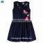 NOVA2015 latest fashion dress with high quality butterfly floral embroiderd kids girls sleeveless dresses with shivering collar