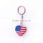 Oem service heart crystal cheap metal keychain with print photo