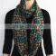 Printed Wool Infinity Scarf with fringe