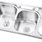 SC-219 Topmounted 304# Double Bowls Stainless Steel kitchen Sink With drainboard