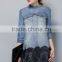 Half Sleeves Ladies Custom Lace Denim T Shirt Women's Dress 2016