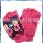 young girls patchwork owl capped half finger knit gloves