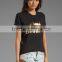 latest design women short sleeve 100% cotton black t-shirts (JX15803)