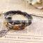 Europe and the United States antique Bracelet Personality leaf Rope bangles ,wholesale Wrap Braided charm Bracelet
