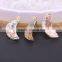 Natural Titanium AB Brazilian Galaxy Quartz Pendants, Crescent Shape Gold Plated Druzy Drusy Gem Stone Pendant