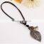 Big leaf leather necklace