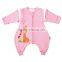 100% cotton anti kicking infant child foot sleeping bag long sleeve without filling pink style