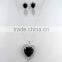 High quality black heart stone rhinestone aroune necklace set