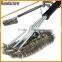 Amazon top quality 12" 16"18" barbecue grill brush cleaning brush barbecue cleaner food grade stainless steel bbq grill brush