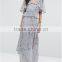 chinese clothing oem Fully lined Layered frill design V-neck Blue Maxi dresses women dresses