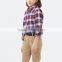 British Style 2017 Spring Student Girls Shirt Long Sleeved Cotton Plaid Shirt for Girl