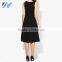 YIHAO New Fashion Apparel Sleeveless Black Solid Shift Dress Women Casual Bandage Midi Dress