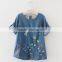 B22615A Europe girl embroidered imitation denim dress