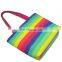 Canvas Zipper Cheap Handle Printed Rainbow Tote Bag