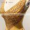 A17AL0007 V-neck Appliques Bead Yellow Colour Party Puffy Prom Dress Evening Gowns