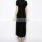 CHEFON Plain black maxi dress with Drawstring Waist