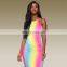2020 New Fashion Sleeveless Rainbow Printing Dress for Summer Cheap Wholesale